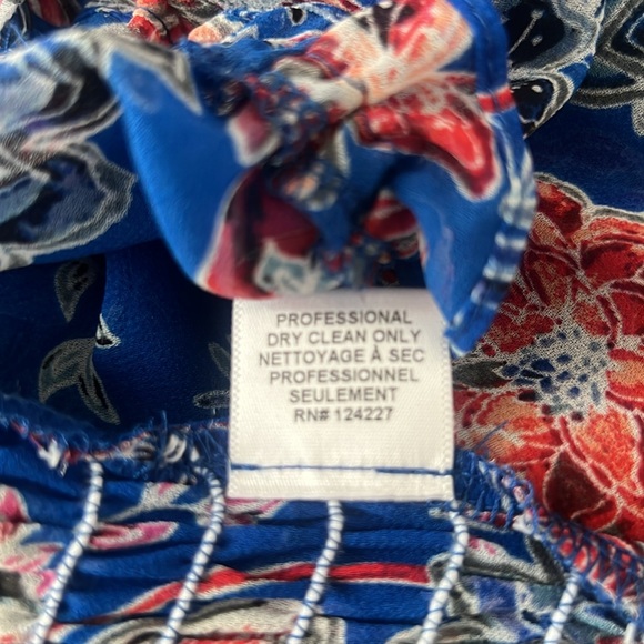 NWT MISA Los Angeles Ancora Blue Floral Chiffon Tie Front Cropped Top Reg. $275 - Picture 11 of 11